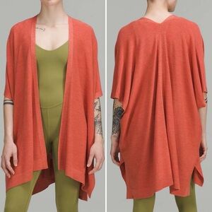 Lululemon NWOT Merino Wool Short Sleeve Wrap Heathered Red Rock